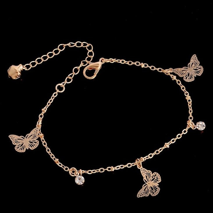 Gold Chain Butterfly Charm Diamante Anklet www.beautiblessings.co.za South Africa