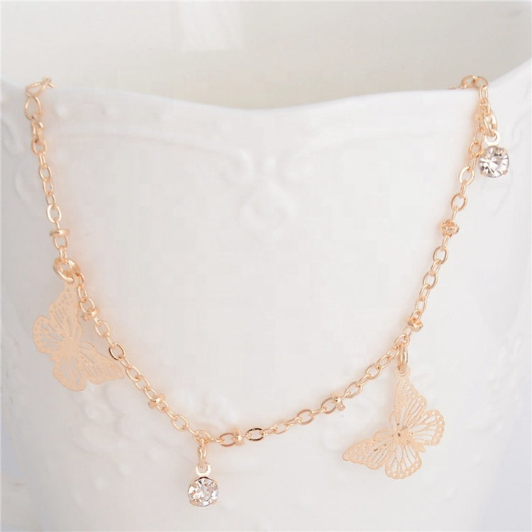 Gold Chain Butterfly Charm Diamante Anklet www.beautiblessings.co.za South Africa