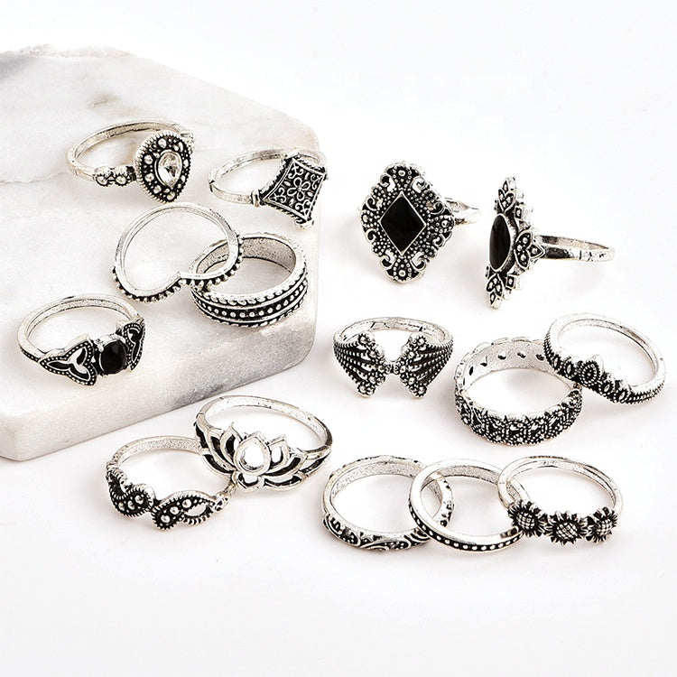 Vintage Retro Stackable Ring Set of 15