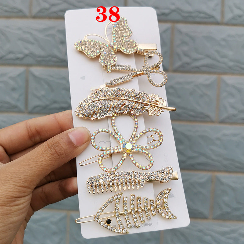 6 Piece Diamante Hair Clip Set