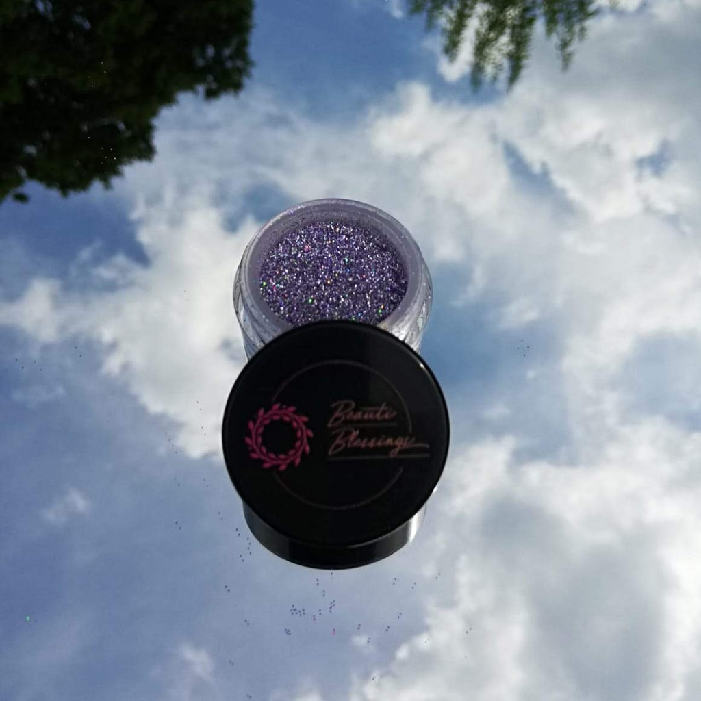 Purple Eye Glitter Shimmer Dust Makeup. www.beautiblessings.co.za, South Africa