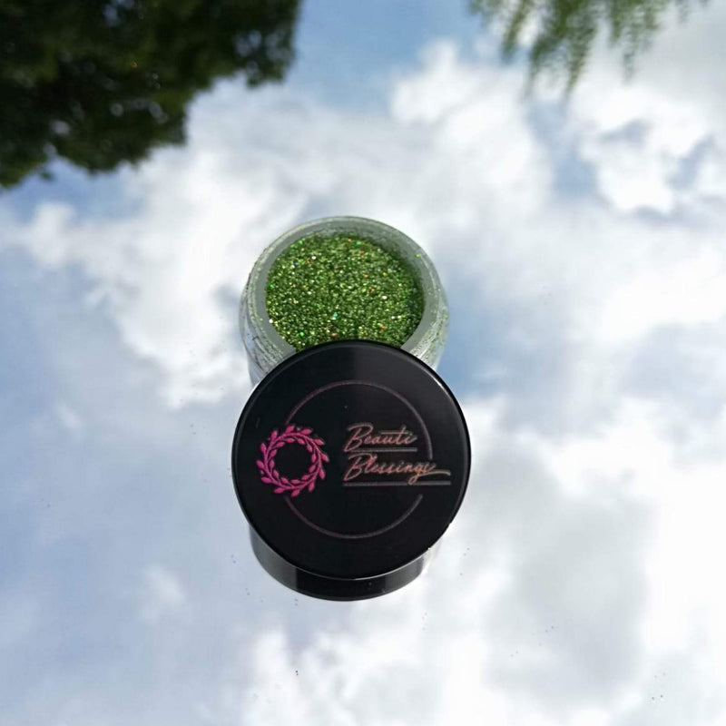 Green Eye Glitter Shimmer Dust Makeup. www.beautiblessings.co.za , South Africa